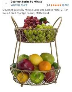 Mikasa Loop and Lattice Metal 2-Tier Round Fruit Storage Basket