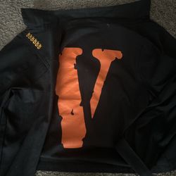 Black And Orange Long Sleeve Zip Up Vlone Shirt