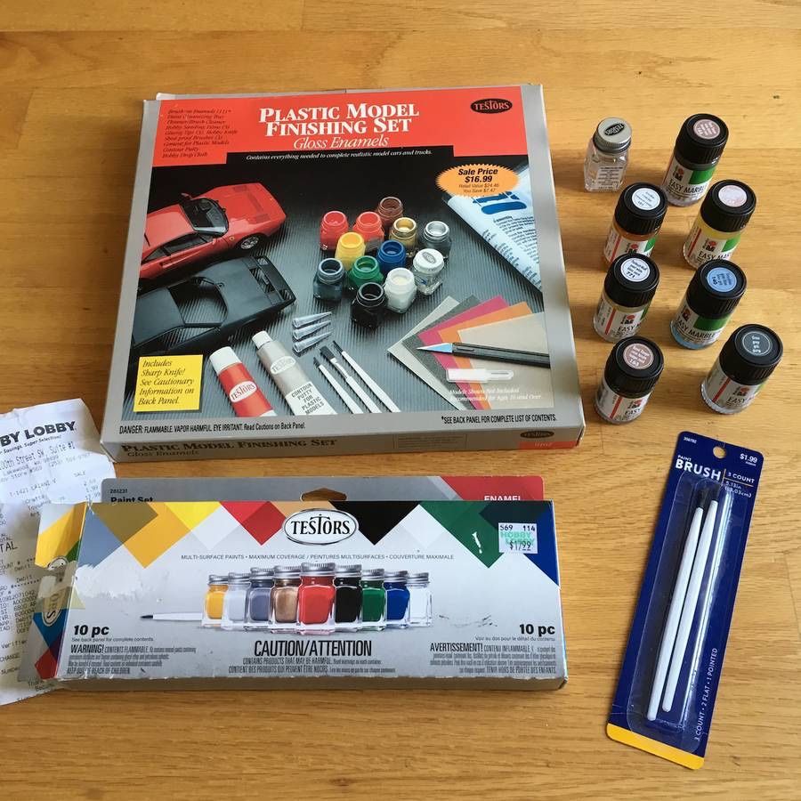Lot of Testors Plastic Model Finishing Set and 7 Marabou Opaque Paints