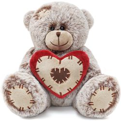 Valentines Day Teddy Bear Stuffed Animals, 8" Plush Stuffed Bear with Red Heart Pillow for Her/Him/Girlfriend/Boyfriend/Babies/Kids/Mom, Unique Gifts 
