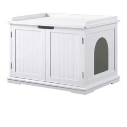 *UNOPENED BOX* Unipaws Cat Litter Box Enclosure Furniture White