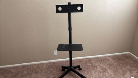 Black Mobile TV Floor Stand with Shelf