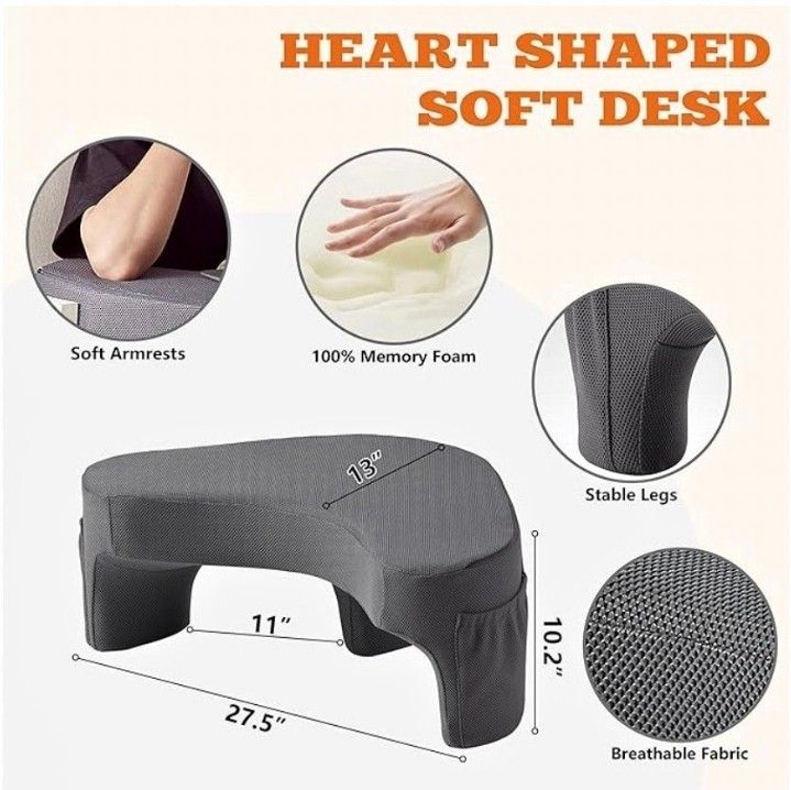Lap Desk Pillow for Laptop, Reading Pillow for Gaming with Pockets