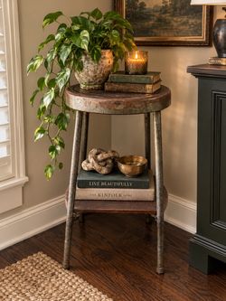 Vintage Wood and Metal Stool