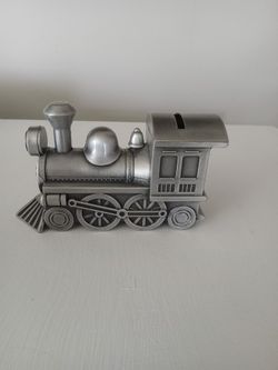 Pewter Tone Vintage Locomotive Bank 🚂 ♡ Check My Page For More Decor
