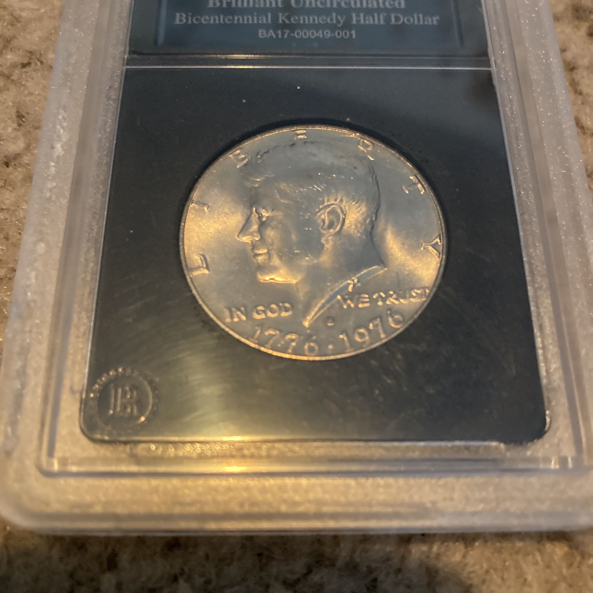 Authenticated Brilliant Uncircuated Bicentennial Kennedy Half Dollar 1(contact info removed) 50C