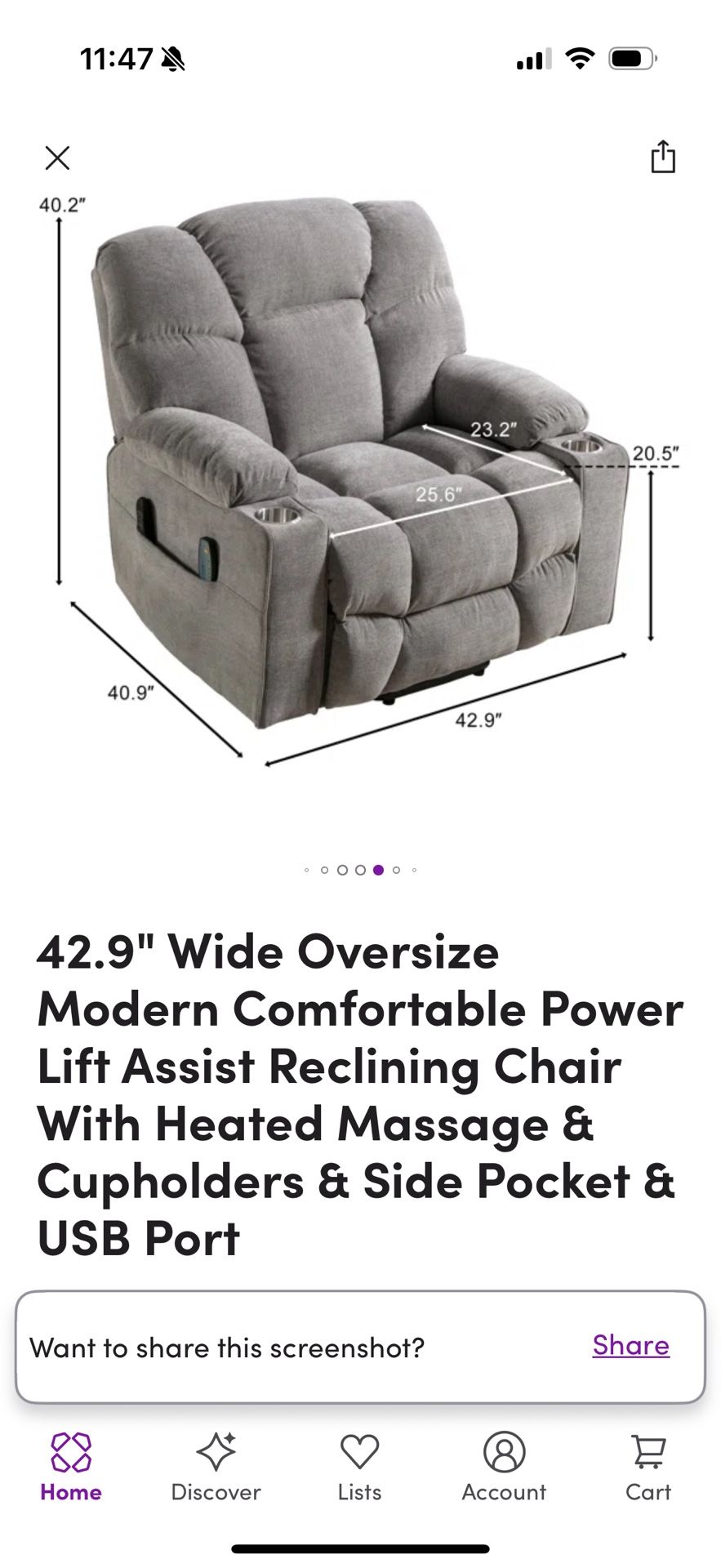 Lift Chair, Recliner, Massage, Heat