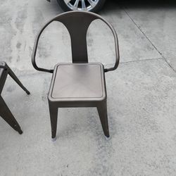 4 Tabouret Grey Metal Dining Chairs 