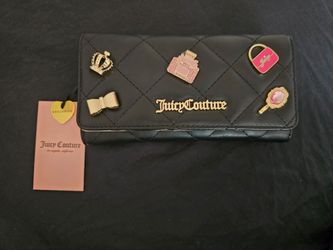 Juicy Couture Black Quilted Wallet with Charms