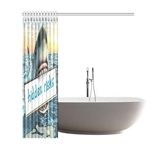 Sea Ocean Shower Curtain, Funny Animal Shark Jaw Polyester Fabric Shower Curtain Bathroom Sets 66x72 Inches