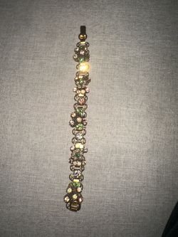 Florenza Victorian Revival Aurora Borealis Floral Rhinestone Bracelet Layered