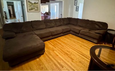 Free Brown Fabric Sectional Sofa
