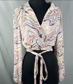 Sweet Rain Marble Cropped Blouse Medium