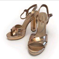 Just Fab 5 Inch Sandals,  Cisrabelle, Rose Gold,  Size 7