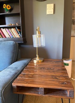 Industrial wood side table