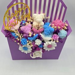 Candle Flower Bouquet Handmade Gift Rose Scented Wax Floral Decor