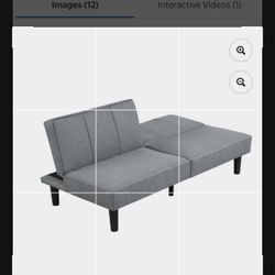 Couch +  Futon 2 In 1 Grey Folding Back Fits In All Cars 