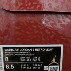 Vday jordan 3retro