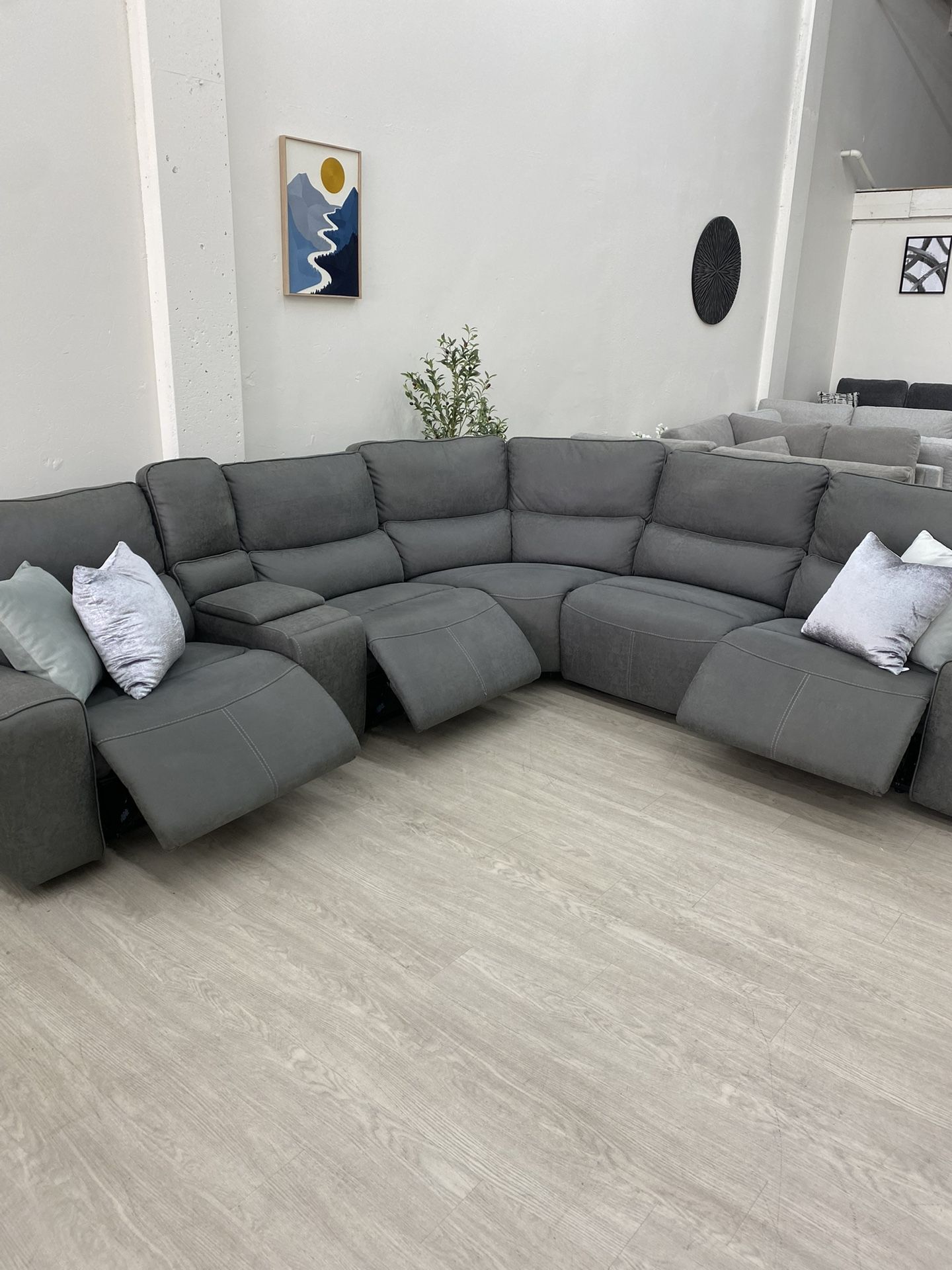 Zakary 6-piece Fabric Power Reclining Sectionals Couch With Power Headrest