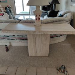 Mid Century Modern Travertine or Tessellated Stone Console Table