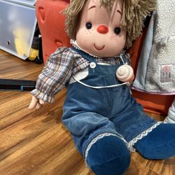 Vtg Ice Cream Dolls J. Shin Boy Raggedy Doll Yarn Hair With Cone Necklace 24”