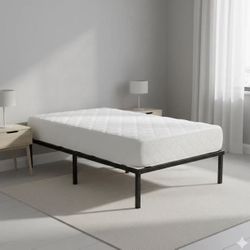 Metal Bed Frame, Non-Foldable Platform Bed, Easy Assembly, Twin, 39W x 75L x 12H in, Black