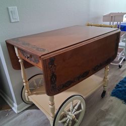 Vintage ethan allen stenciled flower tea cart in excellent condition