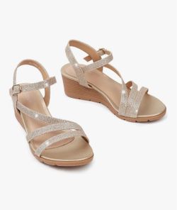 Goldnut Wedge Sandals for Women Dressy, Comfortable Summer Low Wedges Womens Open Toe Strappy Sandal Size 6.5