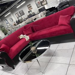 “L” Shape Sectional ❤️ Red Velvet 