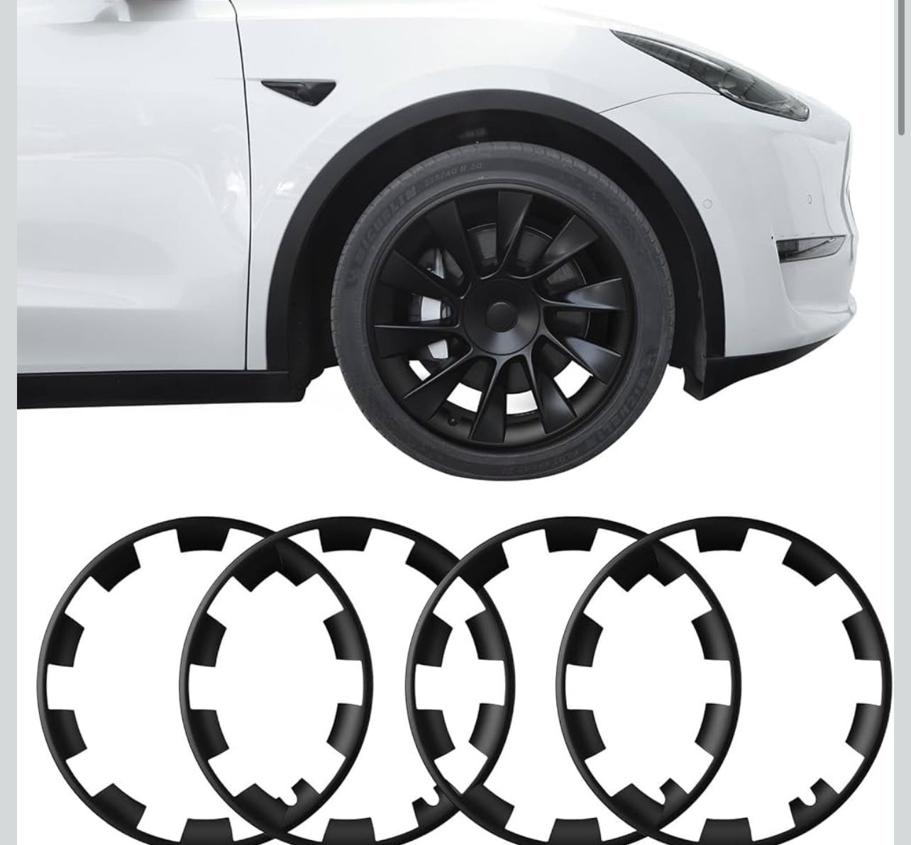 BASENOR Tesla Model Y 20 Inch Wheel Rim Protector ABS Rim Guard Rim Hubcap Cover Car Protection Tire Trim Rings for Model Y Exterior Accessories Bran