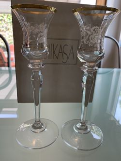Mikasa crystal candle holders , 2 sets.