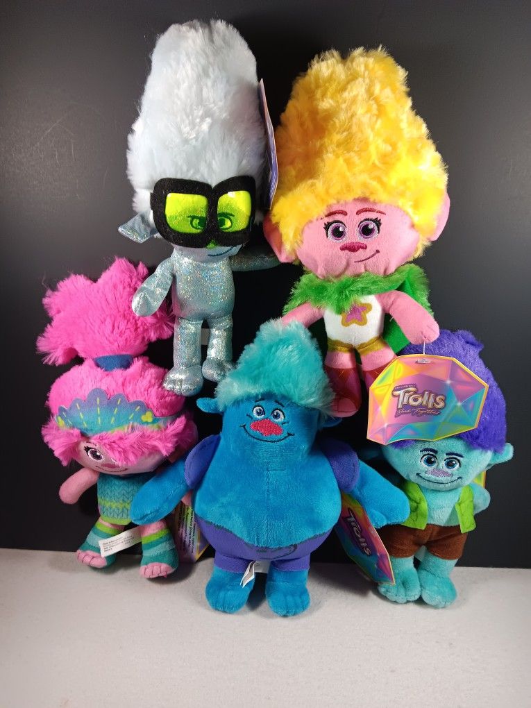 Dreamworks Set of 5 Trolls Band Together Movie 9” Plush Dolls Stuffed Animal