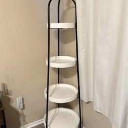 4 Tier Metal And Wood round Tray Shelf