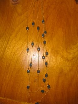 Three Strand Necklace with Blue Enamel Squares