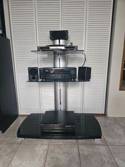 Multi-Tier AV Media Stand with Equipment