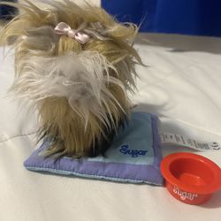 american girl doll dog with dog bed and bowl