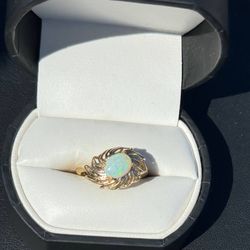 Jewelry 14k solid yellow gold 1CT natural oval opal stone ring size 6.5