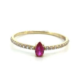 Woman’s Ladies 10k Yellow Gold Red Pear Shaped CZ Cubic Zirconia Ring Size 8 GP3130760