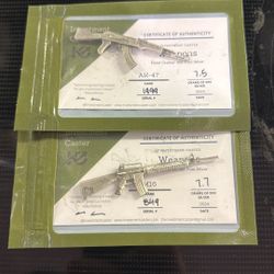(Lot Of 2) Investment Caster Model “Weapons”. 15.2 Grams .999 Silver