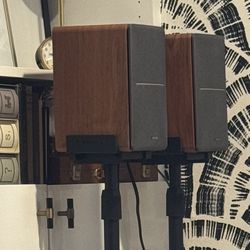 Edifier Active Bookshelf Speakers (Wood, Pair) with 2 Adjustable Stands