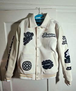 TRADES WANTED! Size large Jaxxon cream varsity jacket