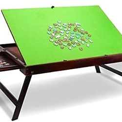 Large Wooden Puzzle Table, Portable Jigsaw Tables with 2 Storage Drawers for Adults and Kids, Puzzle Table with Tilting Non-Slip Surface Folding Board