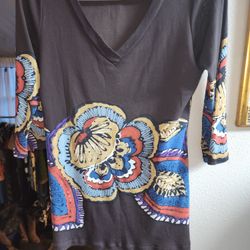 Ladies Brown Designer Top Size L