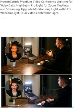 HumanCentric Premium Video Conference Lighting for Video Calls, HighBeam Pro Light for Zoom Meetings and Streaming, Upgrade Monitor Ring Light with LE