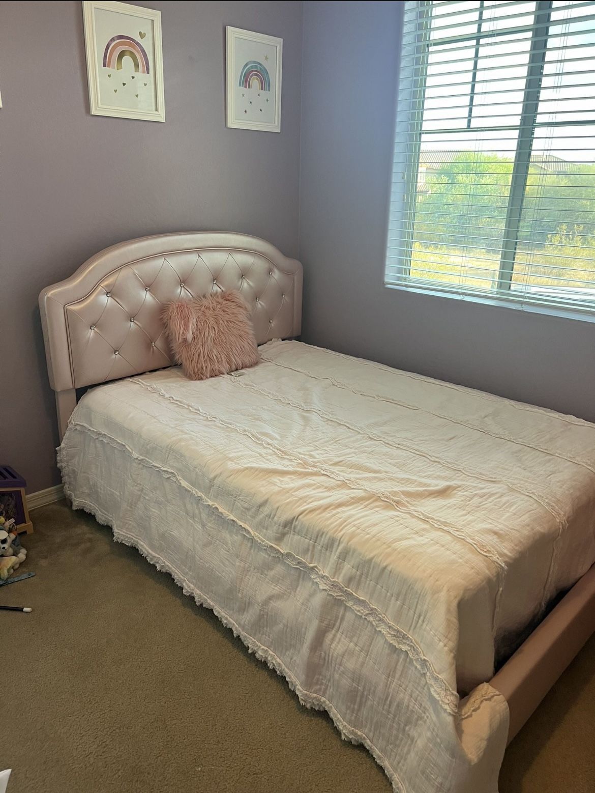 Baby pink bed frame