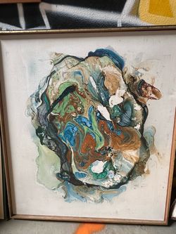 Abstract Fluid Art Painting in Gold Frame