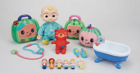 CoComelon Toy Bundle - JJ Doll, Medical Case, Bath Playset & Figures