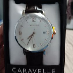 Bulova Caravelle Dress 3-Hand Date Quartz Mens Watch, Stainless Steel