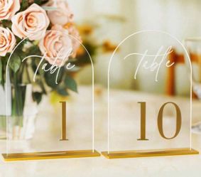Acrylic Table Numbers 1-10, Gold with Arch Design