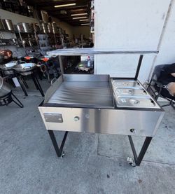 Plancha de 24” con 3 Charolas Baño María y Repiza | Incluye Manguera con Regulador